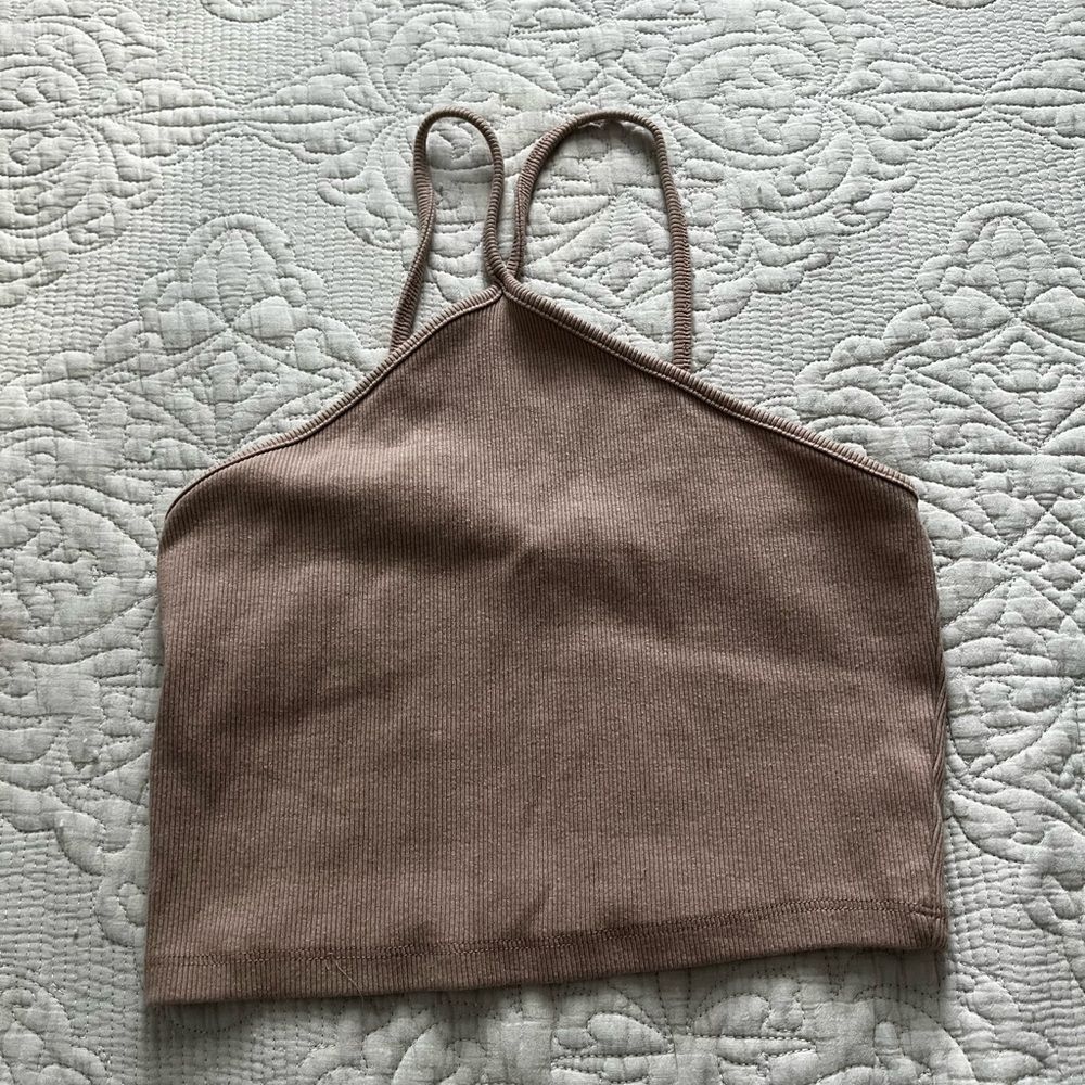 Zara cross neck halter tan tank size large